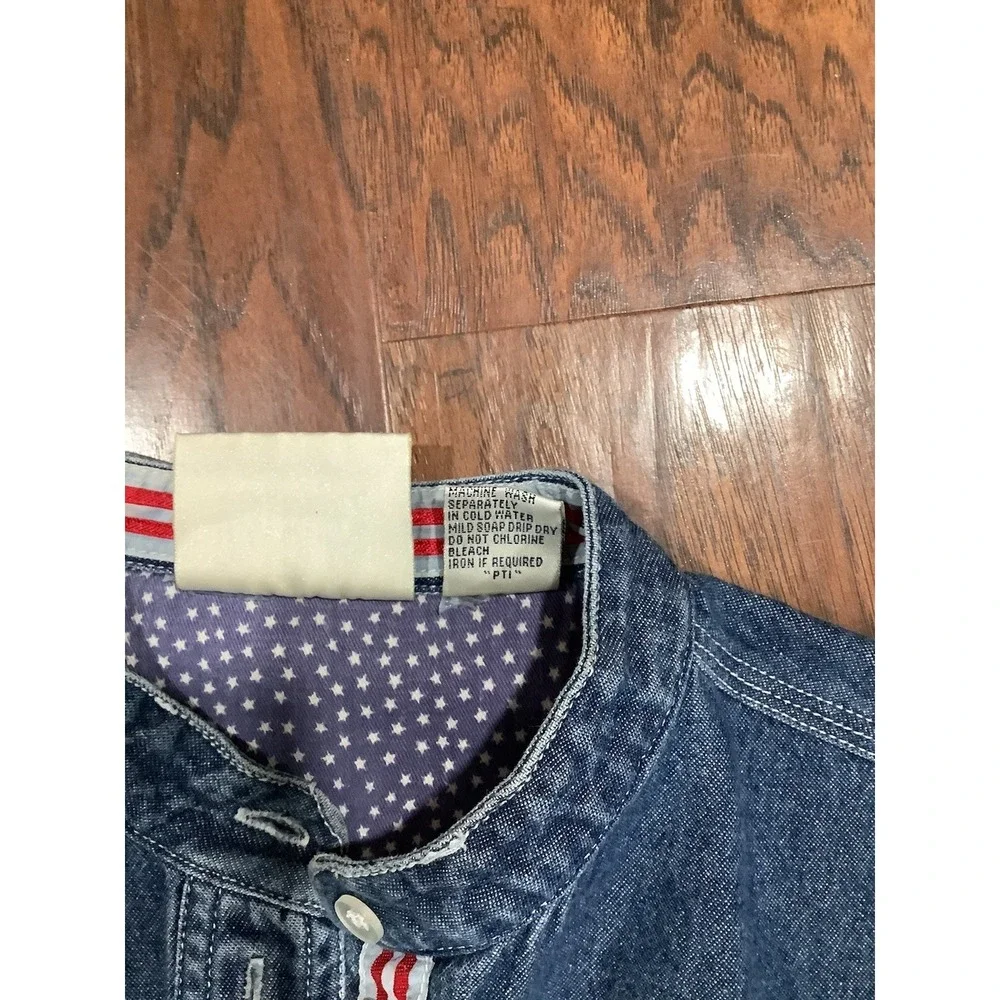 Vintage Bill Blass 90's Womens Denim Long Sleeve Shirt Size M Made In Hong Kong